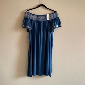 NWT Women’s Ann Taylor Factory Off the Shoulder Blue Dress Size XL